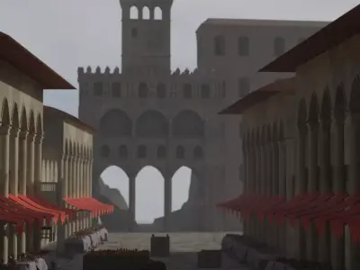 Historical Italian market scene full set 3D model