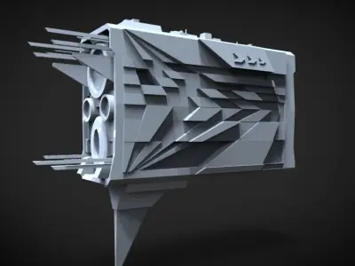 Spaceship Dreadnought 666 Low-poly 3D model