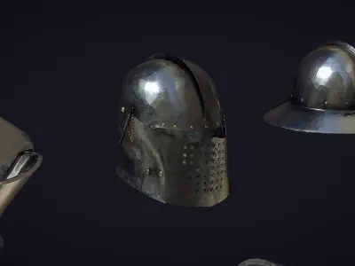 Medieval Helmets - Authentic Collection Low-poly 3D model