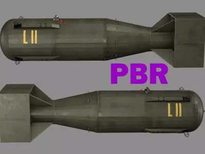Little Boy Atomic Bomb Game Ready Low-poly 3D Model Low-poly 3D model