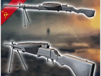 Degtyaryov DP-27 LMG light machine gun 10 - Soviet army WW2 Seco 3D print model