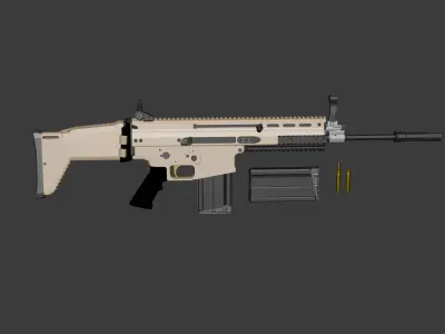 High Quality FN SCAR L 3D Model Game Ready  Low Poly PBR Low-poly 3D model