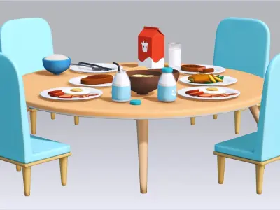 Family Meal Bundle Low-poly 3D model