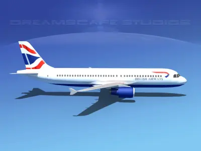 Airbus A320 LP British Airways Low-poly 3D model