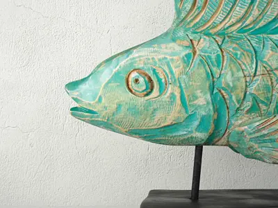 Hand-Carved Driftwood Fish On Stand 2 3D model