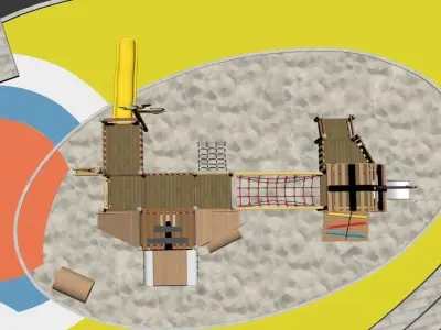 Kids outdoor tiger playset wood commercial play structure 3D model