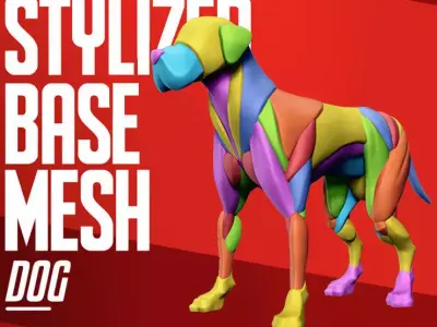 Stylized Basemesh Dog 3D model