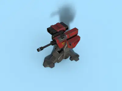 Lowpoly Turret robot Low-poly 3D model