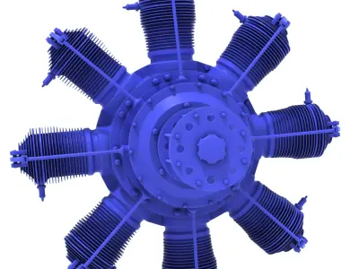 Rotary engine Gnome Monosoupape 3D print ready 3D print model