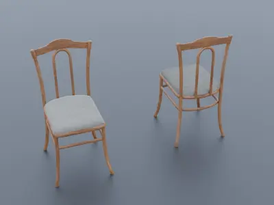 Wooden Kitchen Chair Free 3D model