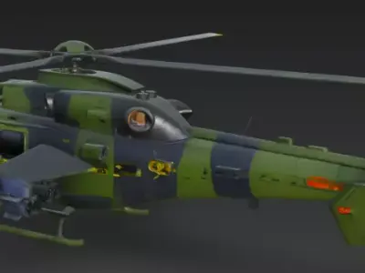 Army Helicopter 3D Model Military Helicopter Game Ready 3D model