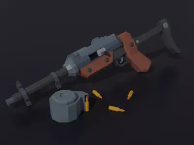  Post apocalyptic self-made sub-machinegun Low Poly style Low-poly 3D model