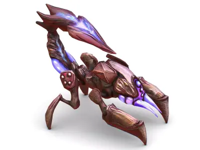 pink alien UFO mutant scorpion Low-poly 3D model