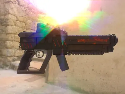 Sci-Fi Gun to AAA Games Low-poly 3D model