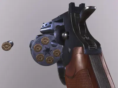 PBR Colt Python 357 Magnum Revolver Mid-poly game ready Low-poly 3D model