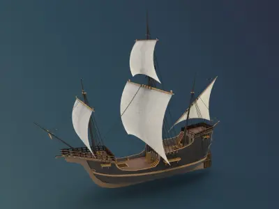 historical sailing ship Santa Maria 3D model