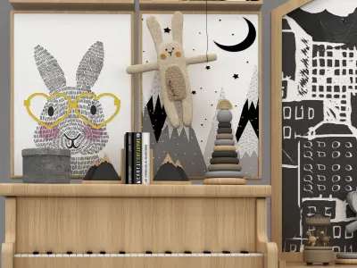 toys and furniture set Low-poly 3D model