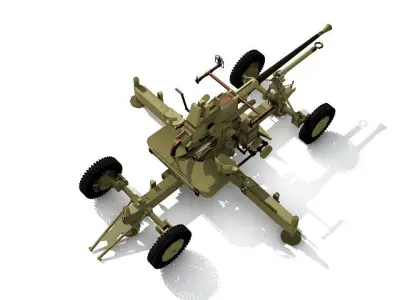 Bofors 40 mm AA Gun Low-poly 3D model