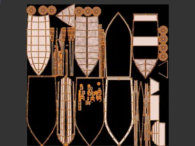 Row boat with Oars Low poly 3D model Low-poly 3D model