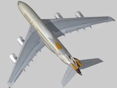 Airbus A380-8 Etihad Airways livery Low-poly 3D model