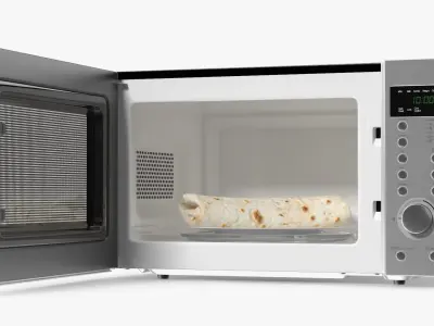 Countertop Microwave With Burrito 3D model