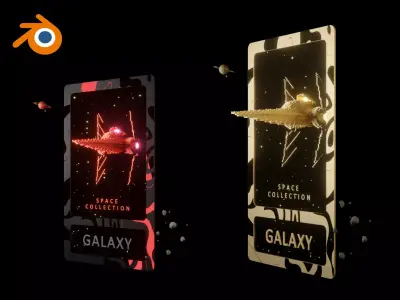 NFT Galaxy collectible card template for Blender 3D model