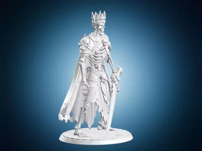 Skeleton King Undead Warrior Miniature 3D print model
