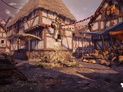 Medieval Village Environment Low-poly 3D model