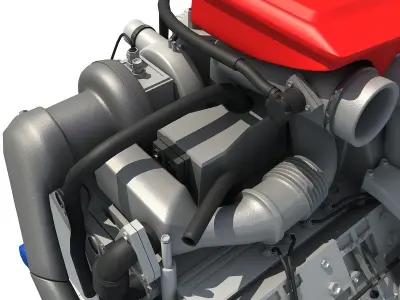 Red Car Engine 3D model