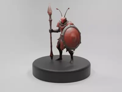 Ant Warrior 3D Model Unique Game Ready Fantasy Character Low-poly 3D model
