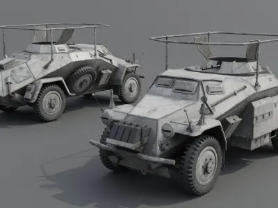 SdKfz 223 Armored car Low-poly 3D model