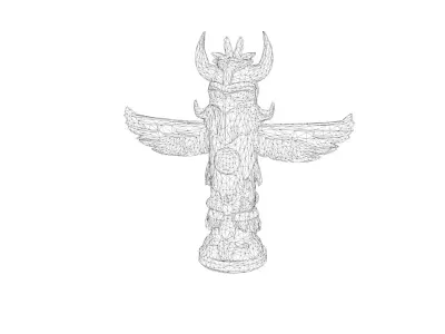 Low Poly Stylized Aztec Totem AI Low-poly 3D model