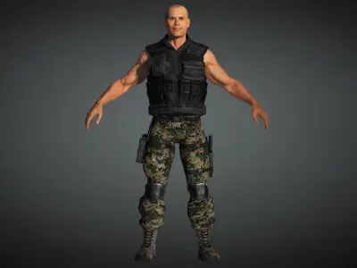 AAA Military Male Character 08 Low-poly 3D model