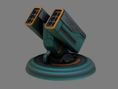 Sci-Fi Missile Launcher - Game Ready - PBR Low-poly 3D model