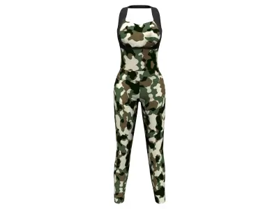 Female Military Camouflage Bodysuit Outfit Low-poly 3D model