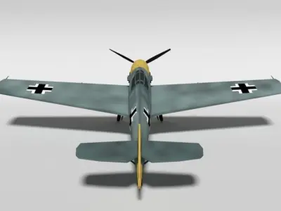 Low Poly Cartoon Messerschmitt Bf 109E-3 Emil WW2 Airplane Low-poly 3D model