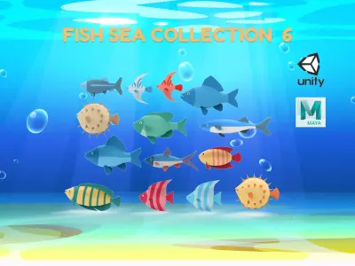 Fish Sea Collection 6 low poly Low-poly 3D model