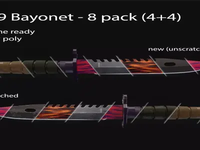 M9 Bayonet knives pack Game ready Free 3D model