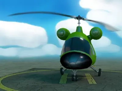 Rigged low poly cartoon helicopter Low-poly 3D model