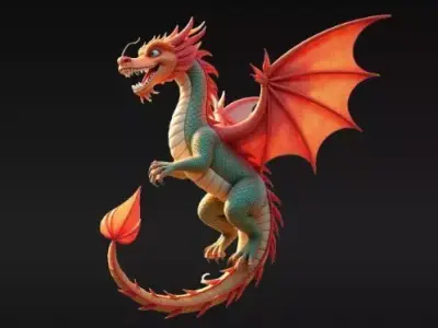 Cartoon Cute Fantasy Baby Dragon Stylized Fantasy 3D Model 3D model