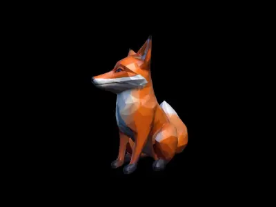 Red Fox Animal In The Natural Nice Chair 3d Render 3D model