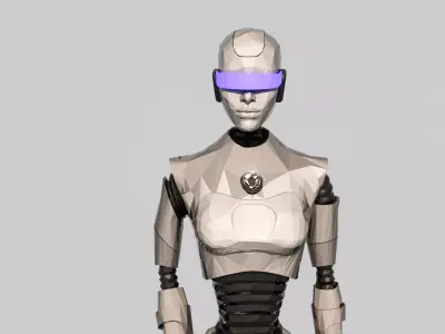 Silver Gynoid Futuristic Humanoid Robot Model Low-poly 3D model
