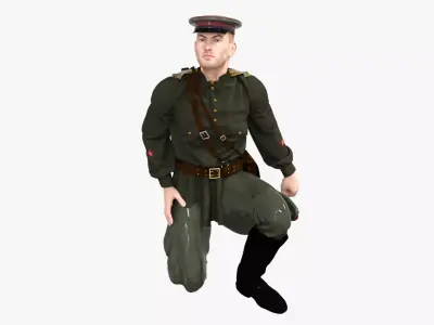 Red Army Officer Soviet ww2 Low-poly 3D model