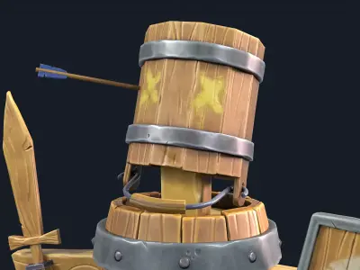 Stylized training dummy Low-poly 3D model