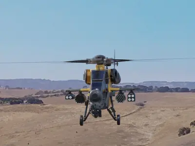  Atak T129 Helicopter-Rigged - with Cocpit-Changeable decal-text Low-poly 3D model