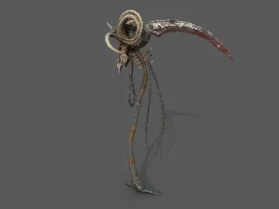 MORTUARY SCYTHE - PRINTING3D - VIDEOGAMES Low-poly 3D model