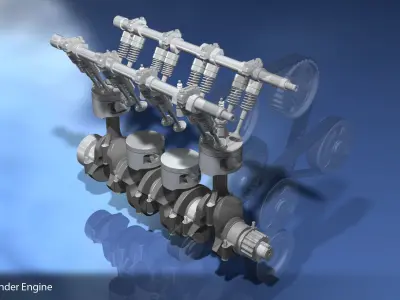 Engine Inline Four-Cylinder 3D model