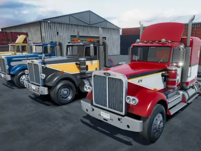 80s Semitruck unity asset Low-poly 3D model