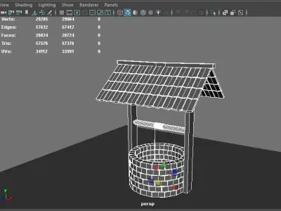 waterwell water well Low-poly 3D model