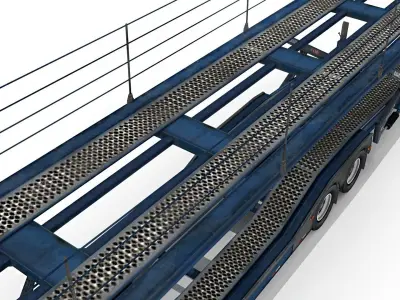 Car transporter trailer Low-poly 3D model